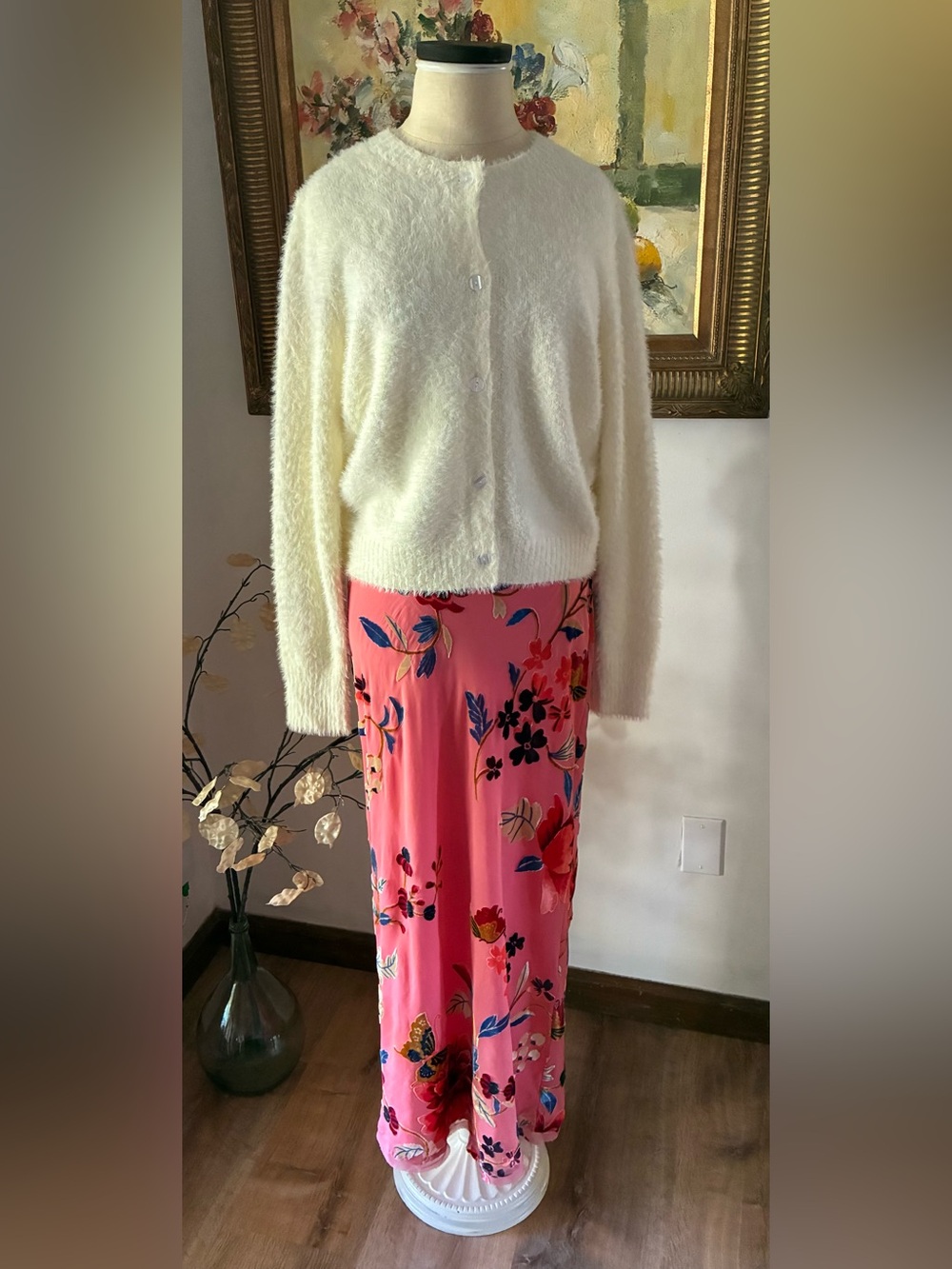 Free People Secret Garden Floral Butterfly Midi Skirt Size 2